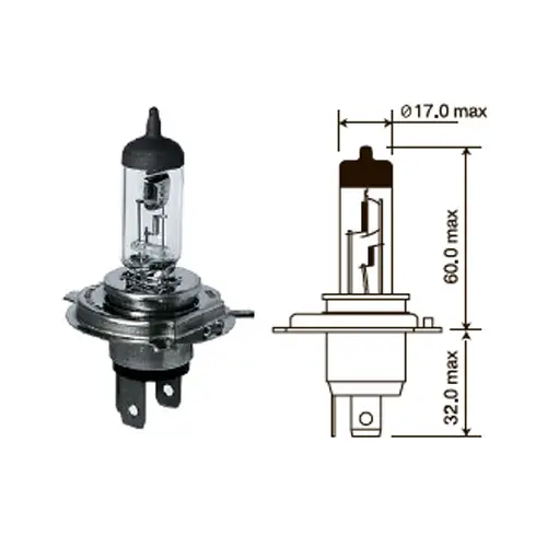 Лампа галогенная H4 12V 100/90W P43t ВАЗ 2108 1984-2003, 52450